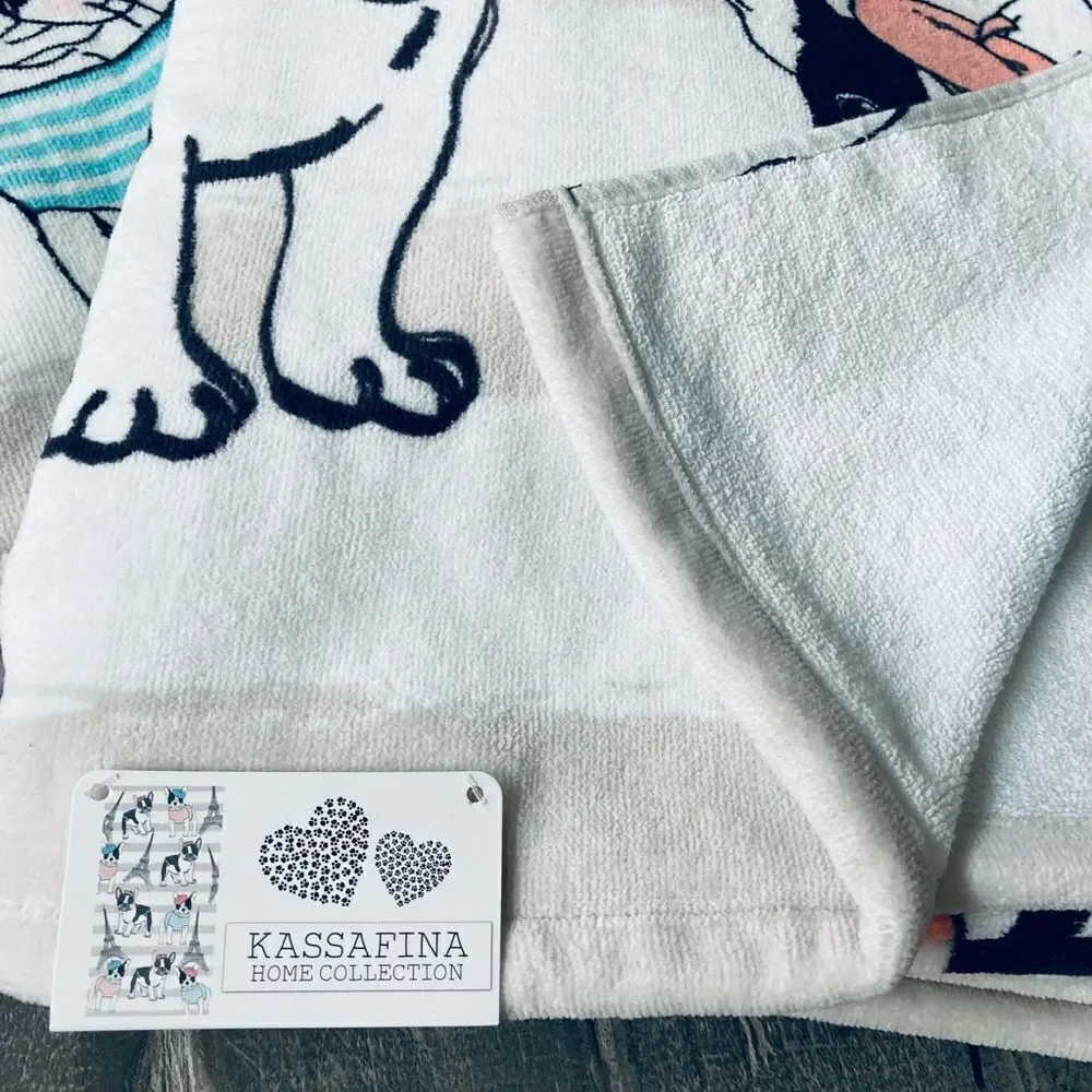 Frenchie Dog 3-pc Paris Eiffel Tower Beret Dogs Bath Towels Set